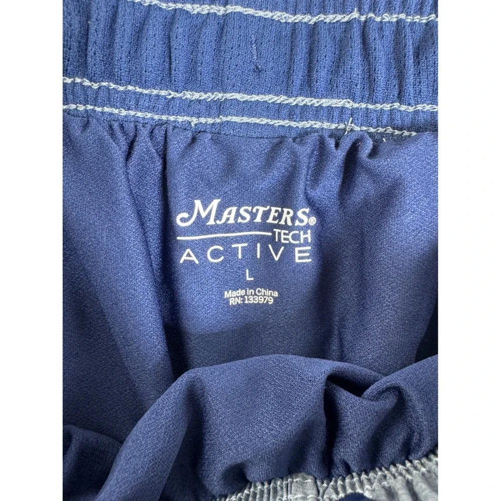 Masters Tech Active Mens Blue Heathered Lined Running Shorts Large RN133979